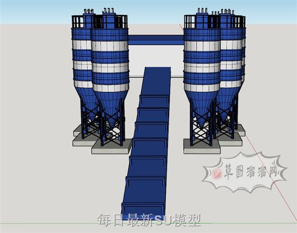 搅拌站搅拌工地SU模型 1