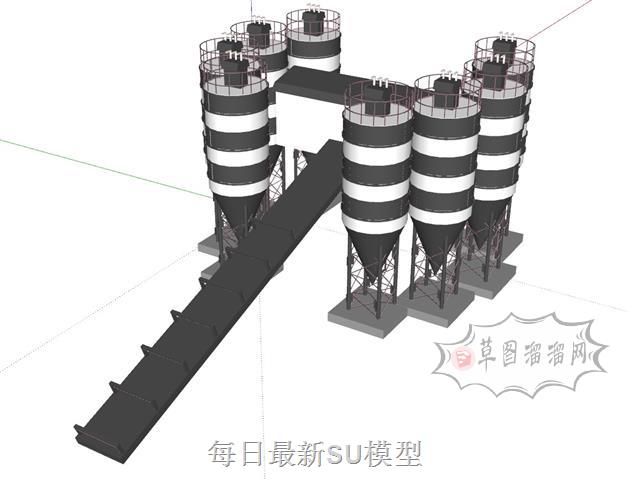 工厂企业搅拌站SU模型 1