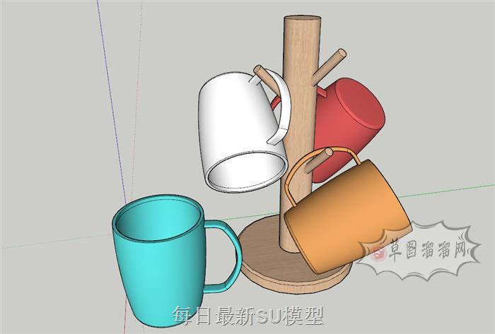 水杯奶杯茶杯架SU模型 1