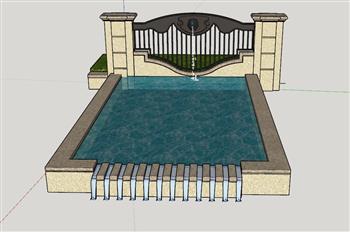 透明水池SU模型 免费sketchup模型下载