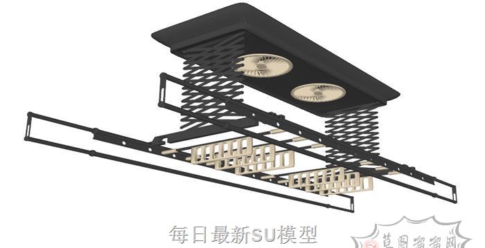 烘干晾衣架晾衣杆SU模型 1