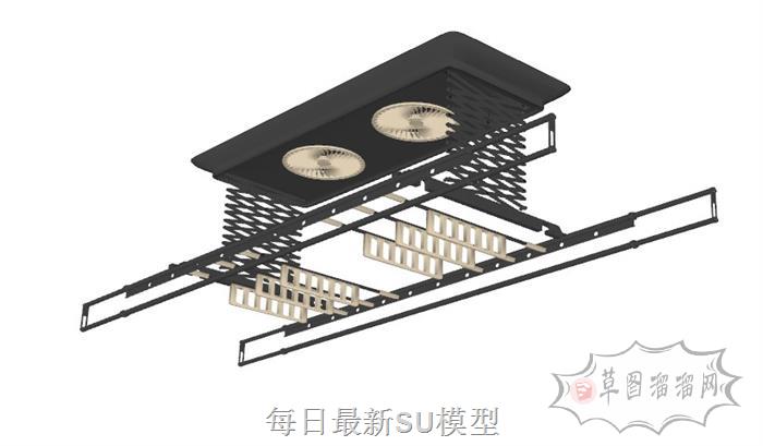 烘干晾衣架晾衣杆SU模型 2