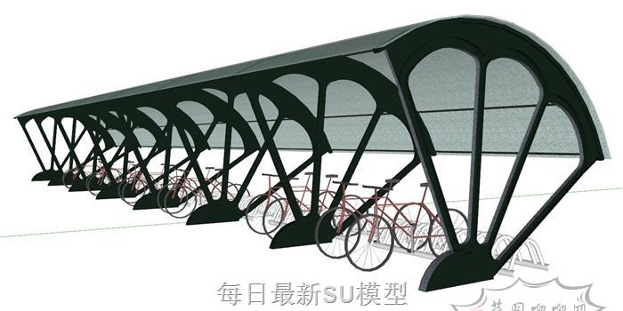 单车自行车停车棚SU模型 1