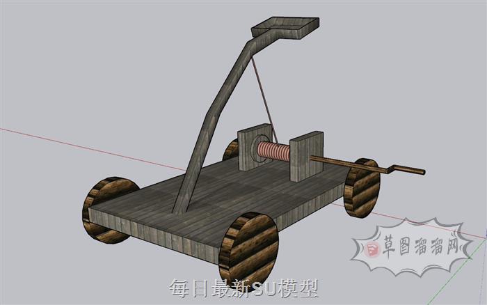 古代投石机投石车SU模型 1