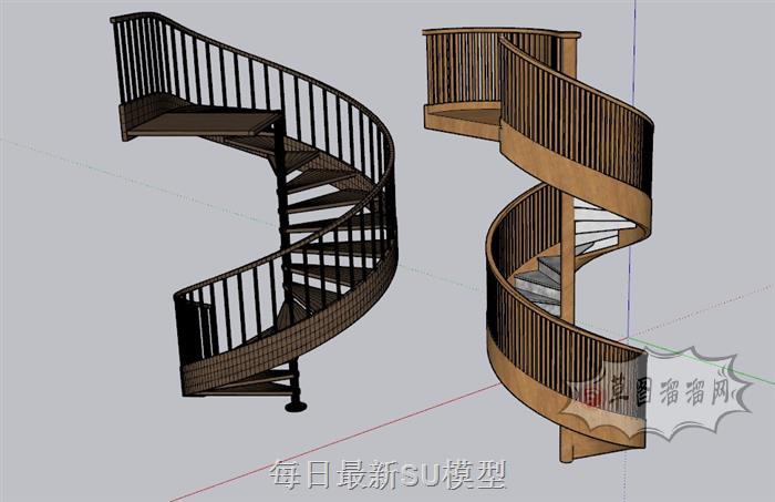 螺旋梯旋转楼梯SU模型 1