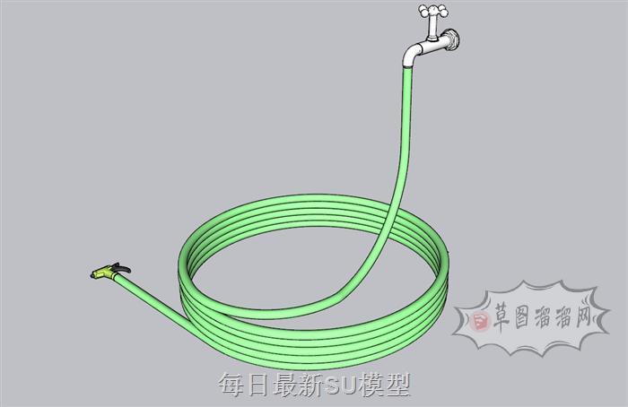 洗车水管水龙头SU模型 1