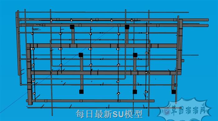 工业风吊顶SU模型 1