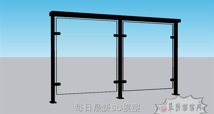 栏杆扶手SU模型 1