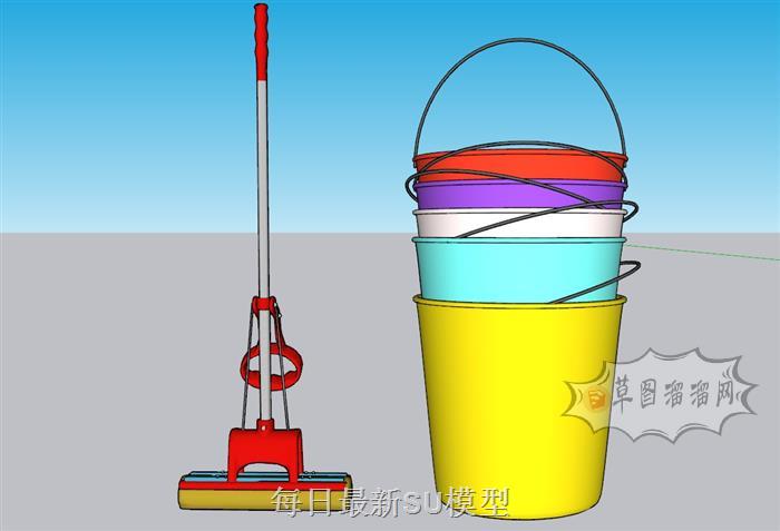 拖把水桶塑料桶SU模型