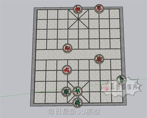 象棋棋盘铺砖SU模型 1