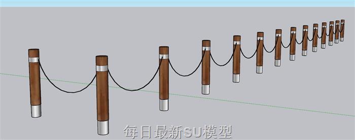 护坡栏杆绳索SU模型 1