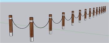 护坡栏杆绳索SU模型 免费sketchup模型下载