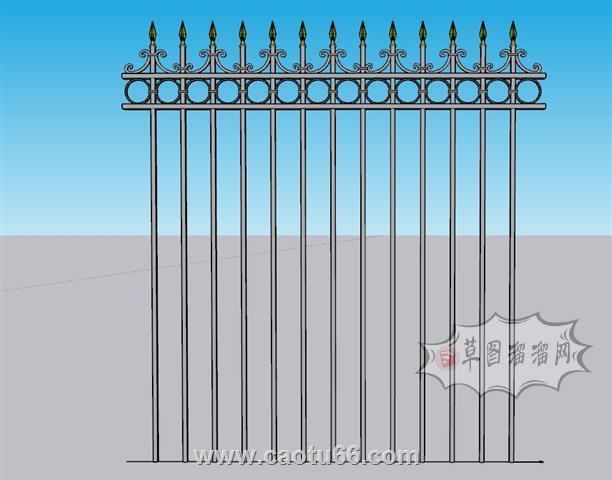 铁艺栏杆SU模型 1