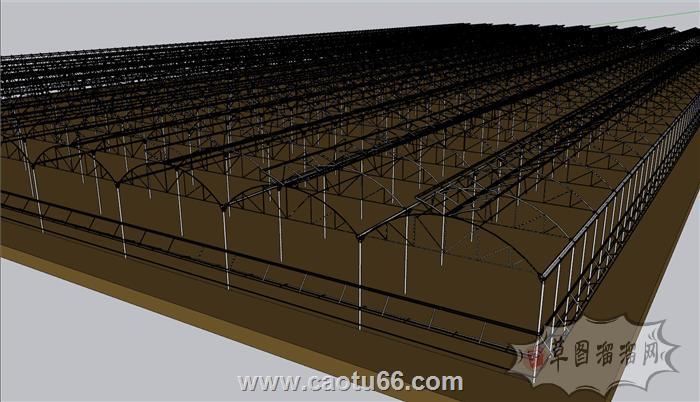 钢架大棚种植基地SU模型 1