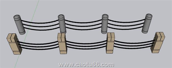 铁链栏杆SU模型 1