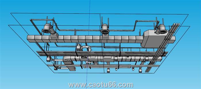工业吊顶管线SU模型 1