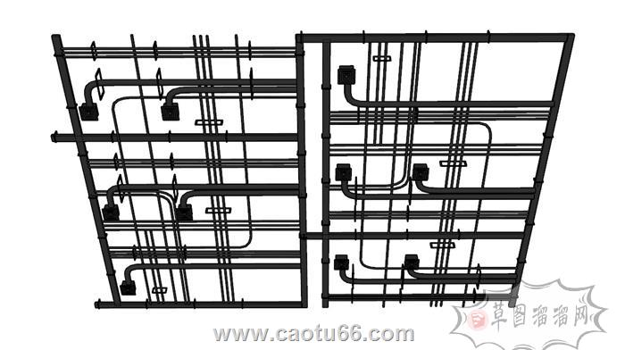工业风吊顶管线SU模型 1