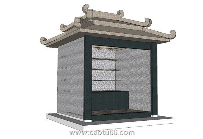 骨灰亭坟墓SU模型 1