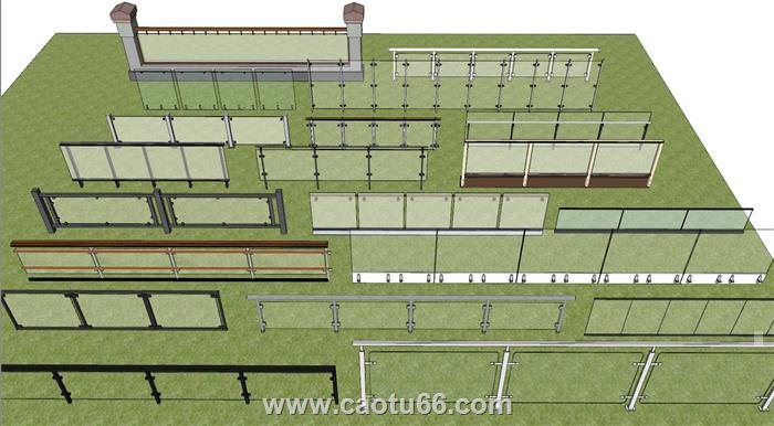 栏杆扶手SU模型 1