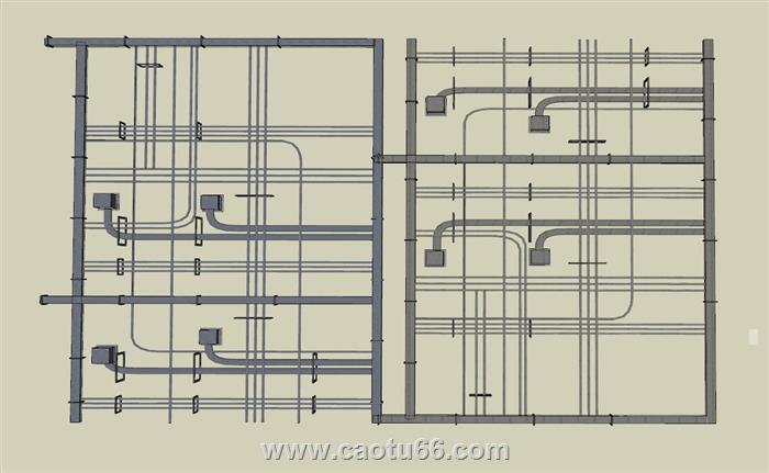工业吊顶管线SU模型 1