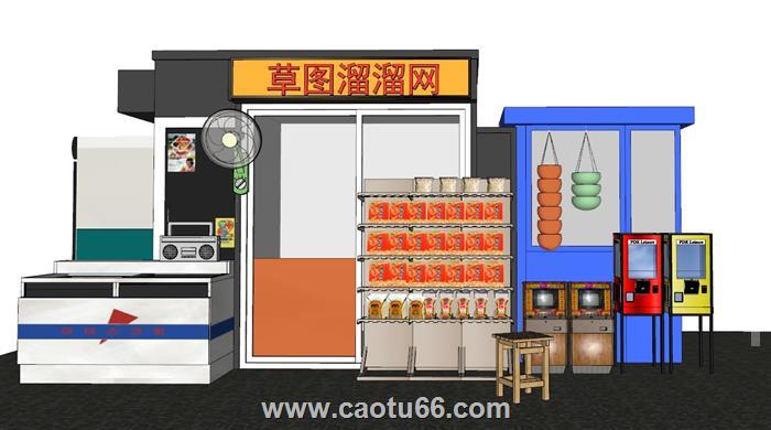 小卖部杂货店商店SU模型 1