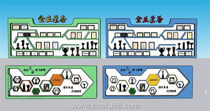 企业宣传墙文化墙SU模型 1