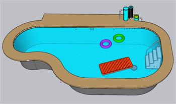 游泳池SU模型 免费sketchup模型下载