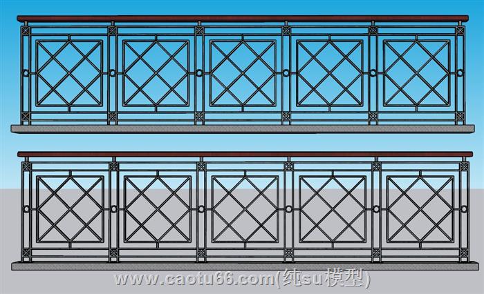 欧式栏杆护栏SU模型 1
