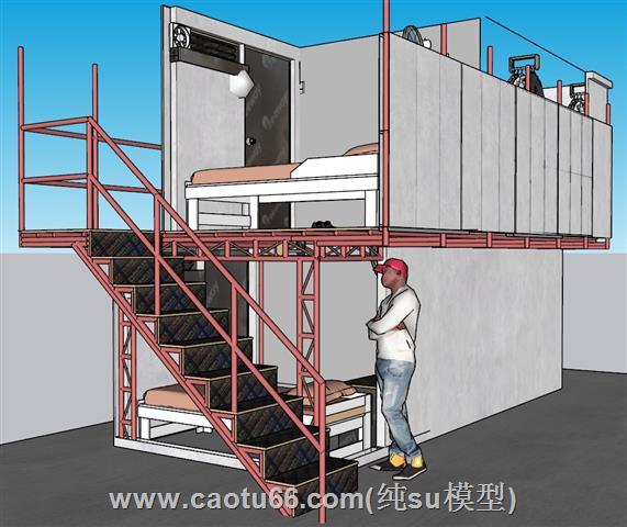 农民工宿舍工地SU模型 1