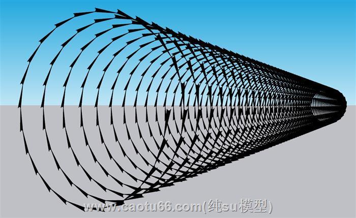 防盗网刀片刺绳SU模型 1