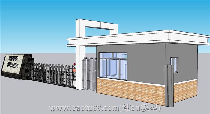 学校电动大门SU模型 2