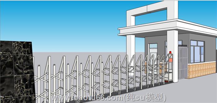 学校电动大门SU模型 1