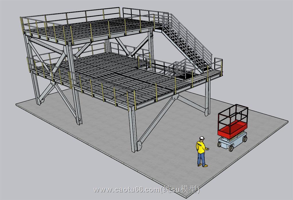 钢结构工业楼梯SU模型 1
