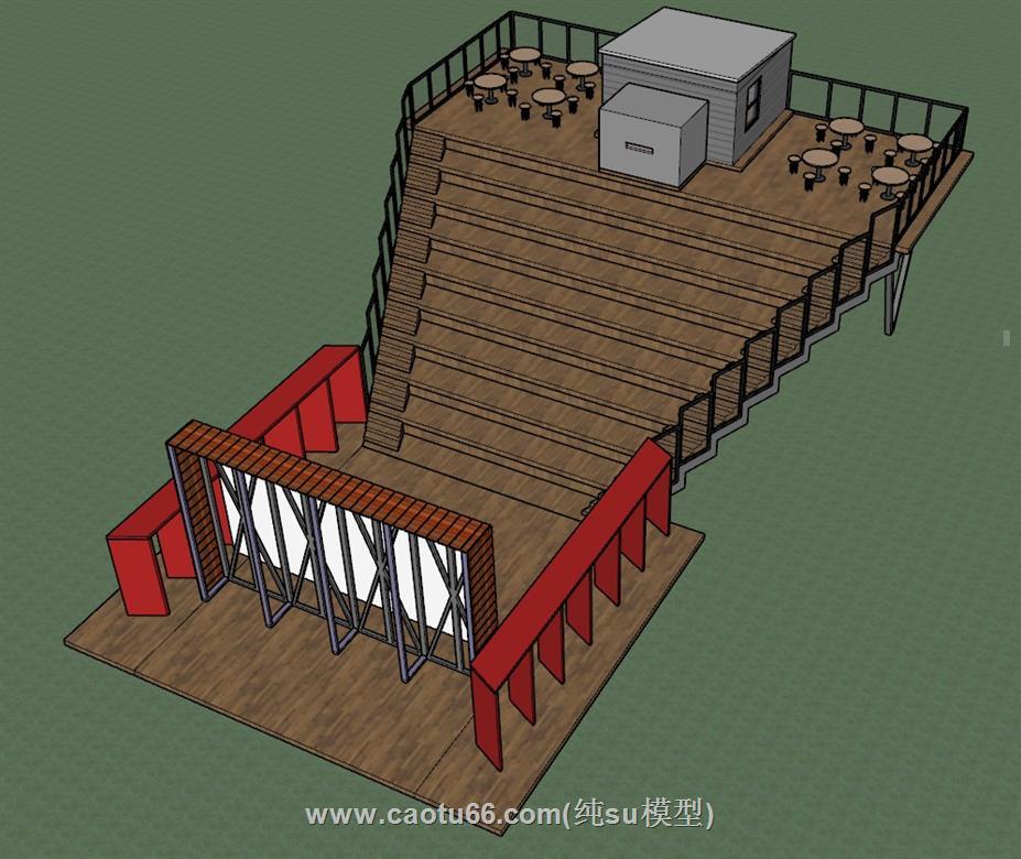 度假屋舞台阶梯SU模型 1