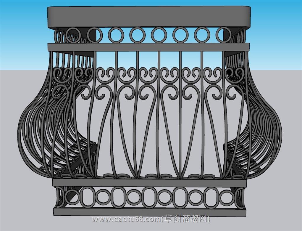 窗围栏铁艺护栏SU模型 1