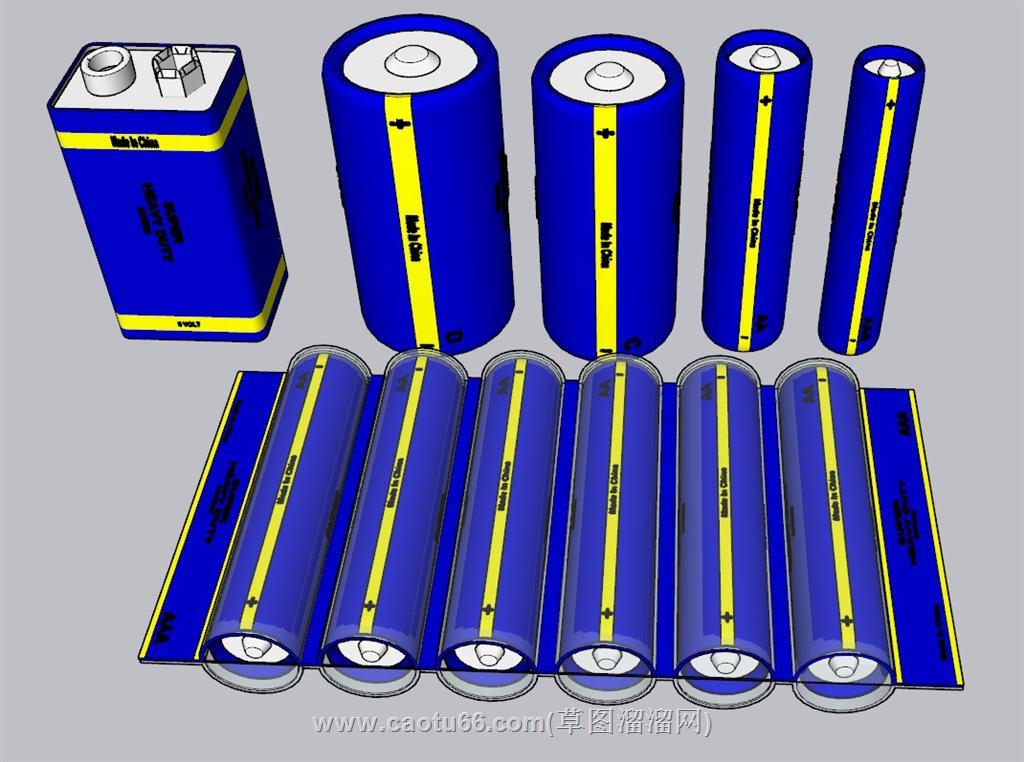 干电池锂电池SU模型 1