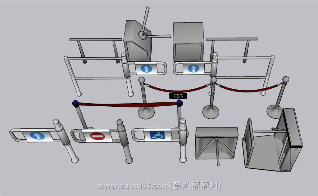 人行道闸门禁SU模型 1