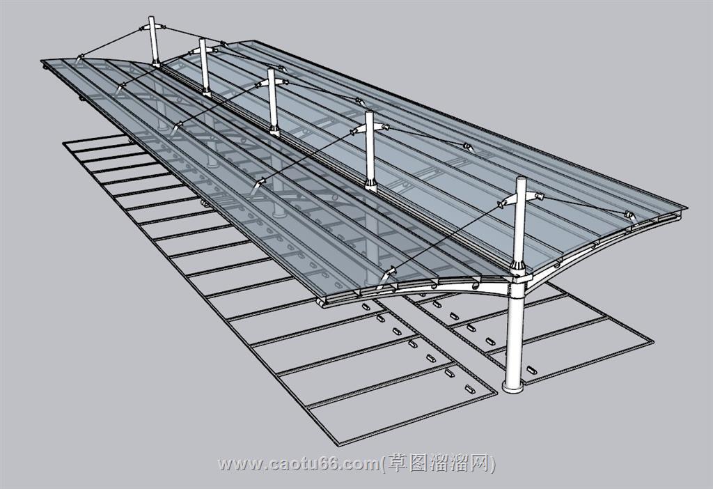 停车棚SU模型 1