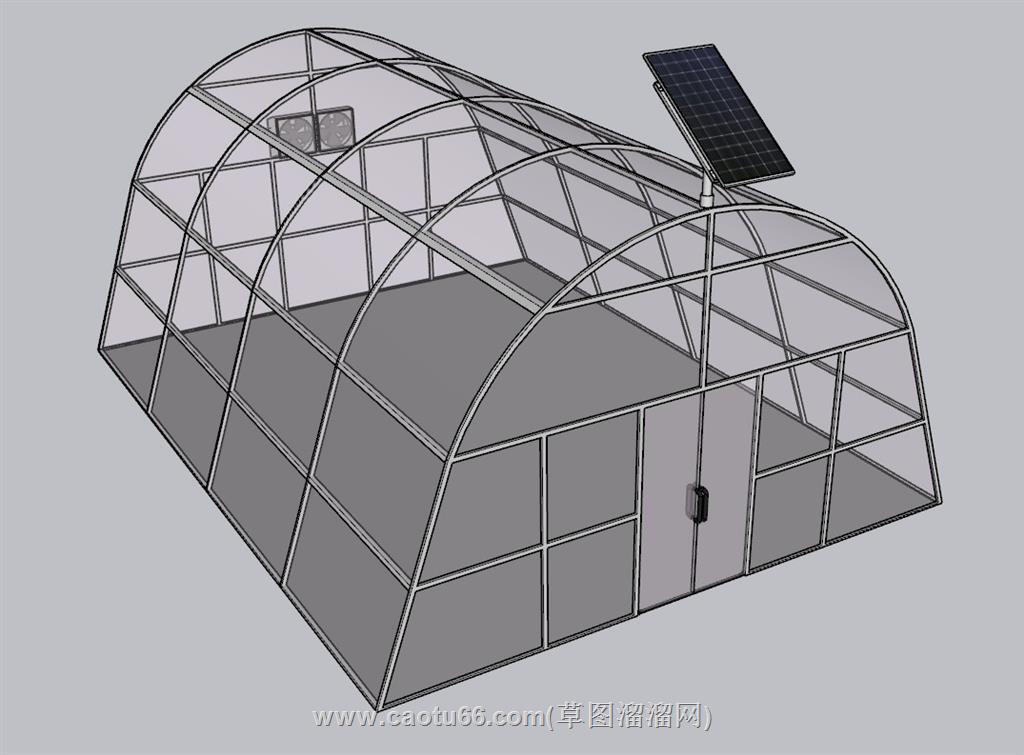 太阳能板阳光棚蔬菜大棚SU模型 1