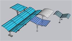 停车棚挡雨棚SU模型