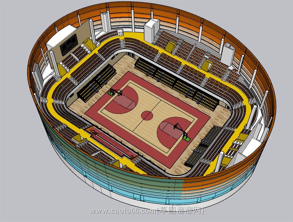 体育场运动场篮球场SU模型 1