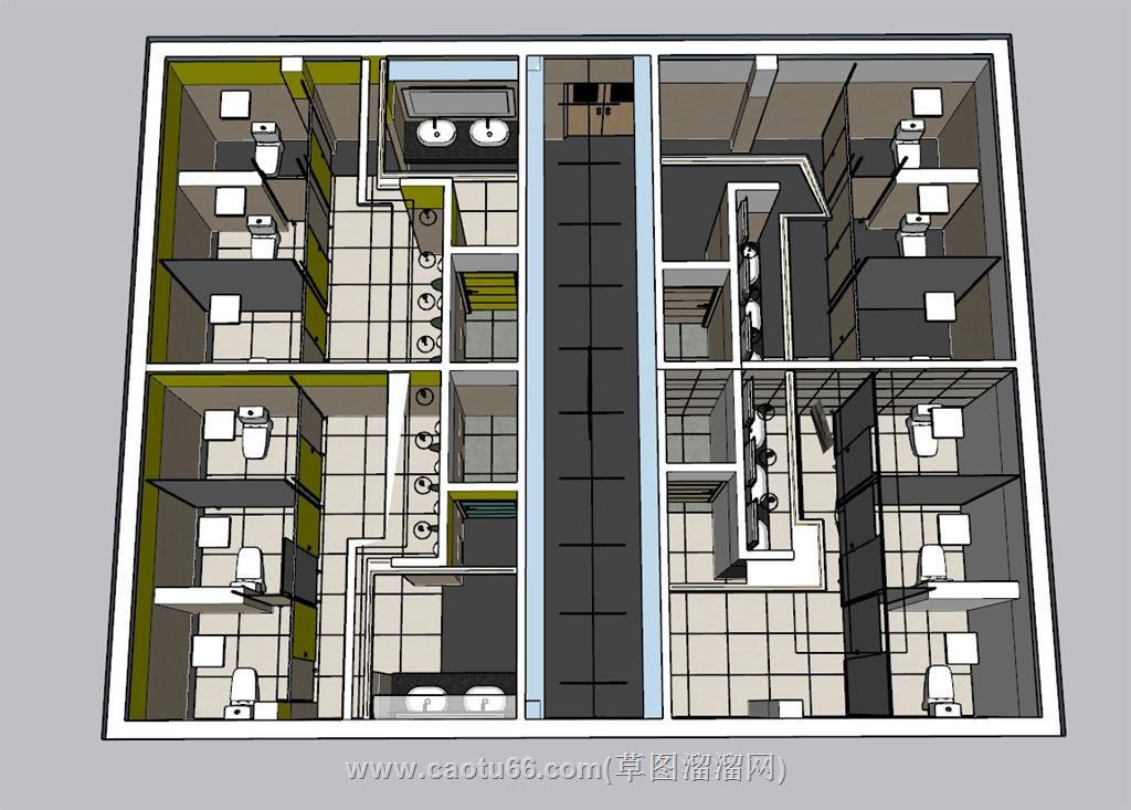 厕所公厕SU模型 1
