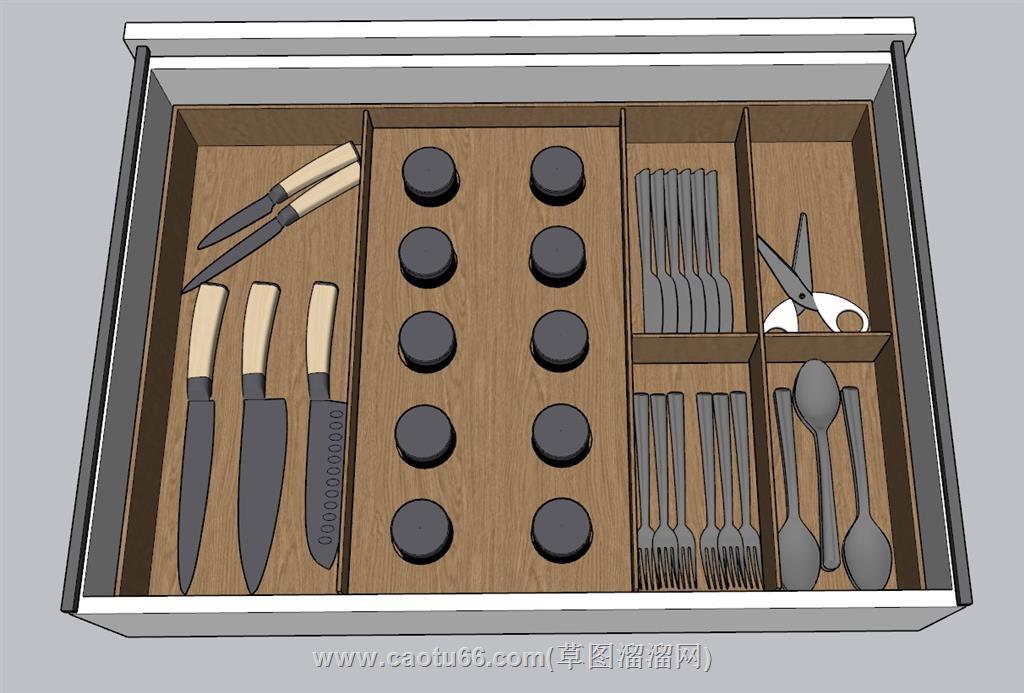 刀具剪刀抽屉柜SU模型 1