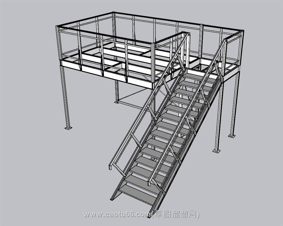 钢结构工业楼梯SU模型 1