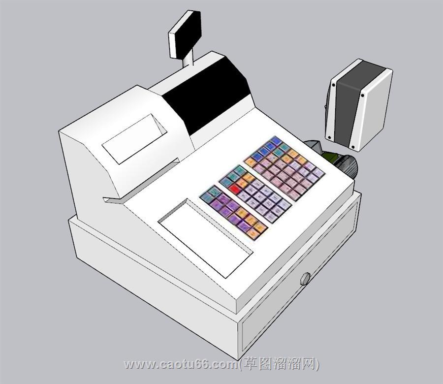 结账收银台打票机SU模型 1