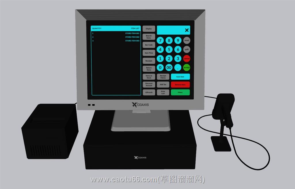 收银机扫码枪SU模型 1