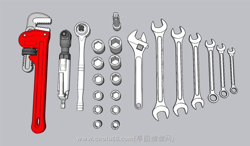 五金扳手工具SU模型 1