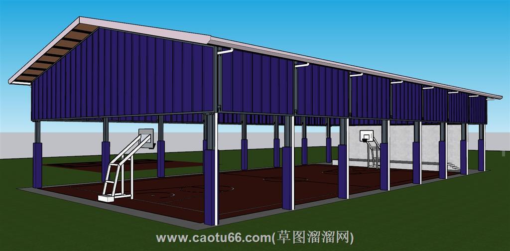 钢架棚篮球场SU模型 2