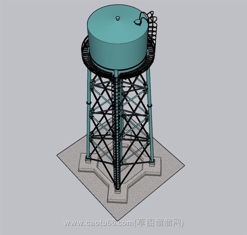 工业水塔水箱SU模型 1