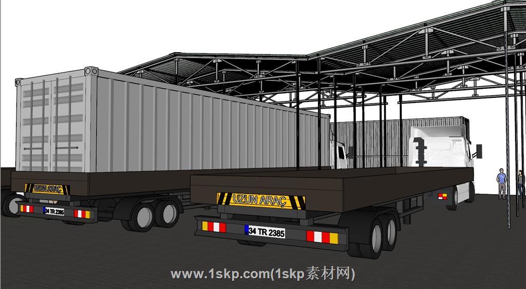 卡车停车棚SU模型 2